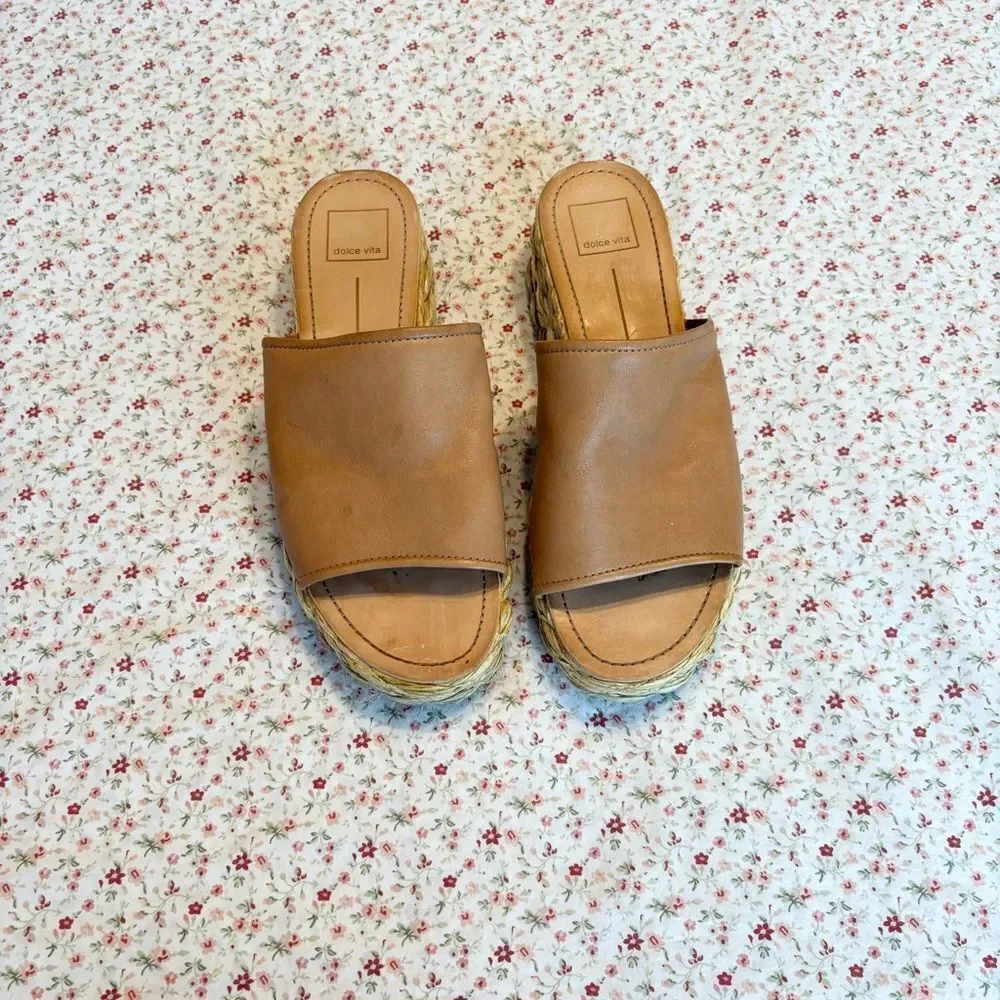 Dolce Vita Raffia Bottom Slide Sandals - Pablos